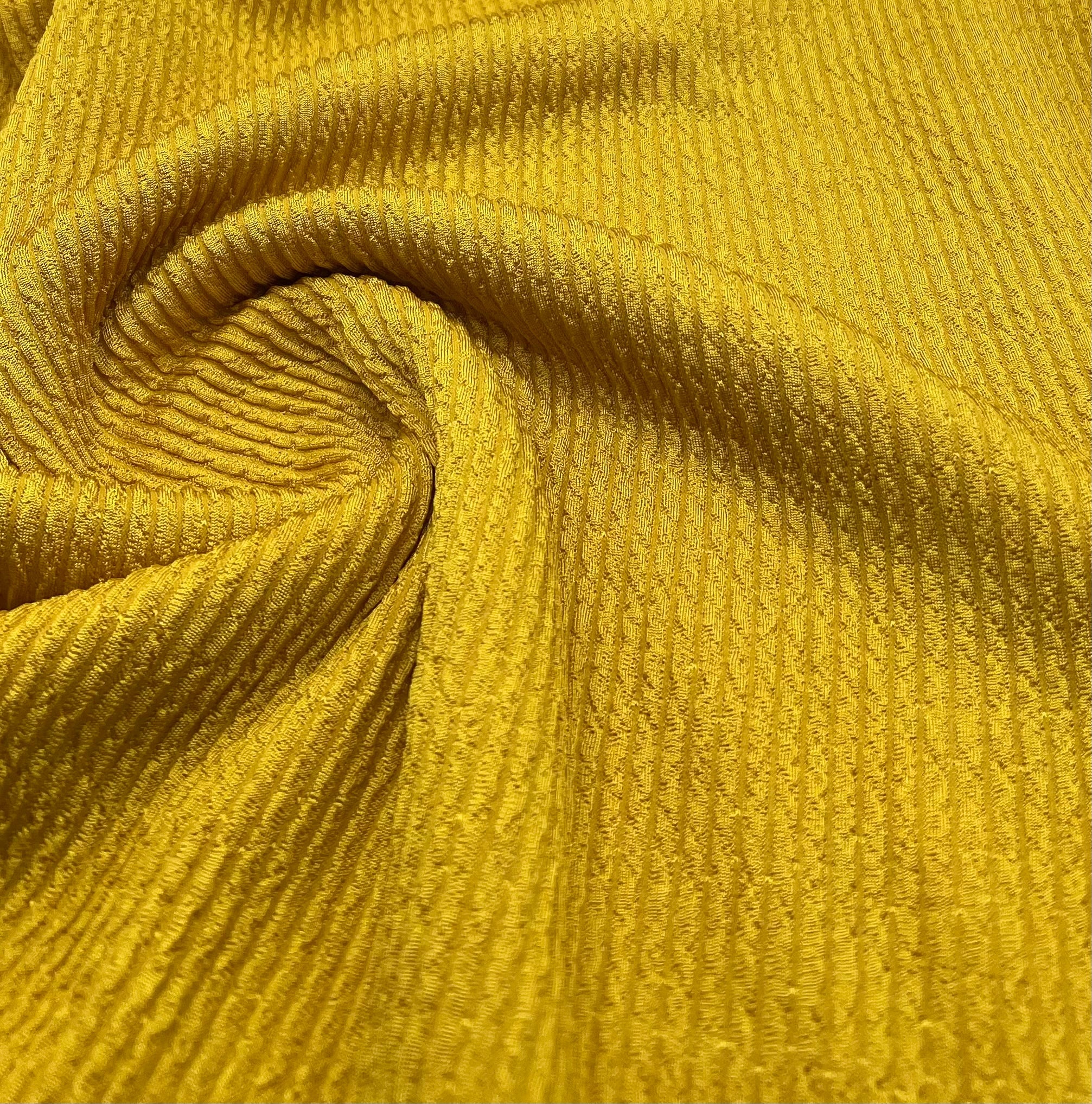 Mustard Thick Rope Rib 2 Way Stretch Fabric - T9 Fabrics